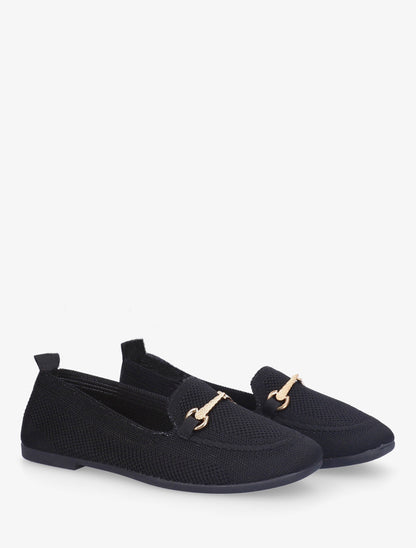 Mocassins en maille à boucle décorative - Noir - 4
