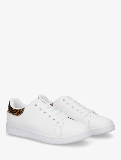 Baskets en simili à contrefort léopard - Beige - 4