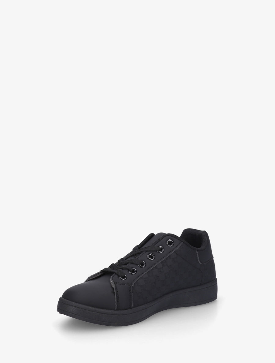 Baskets en simili à motif damier - Noir - 3