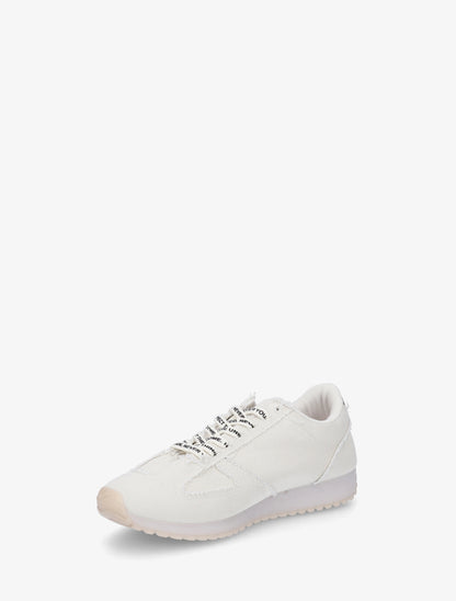 Sneakers en tissu à lacets floqués - Beige - 3