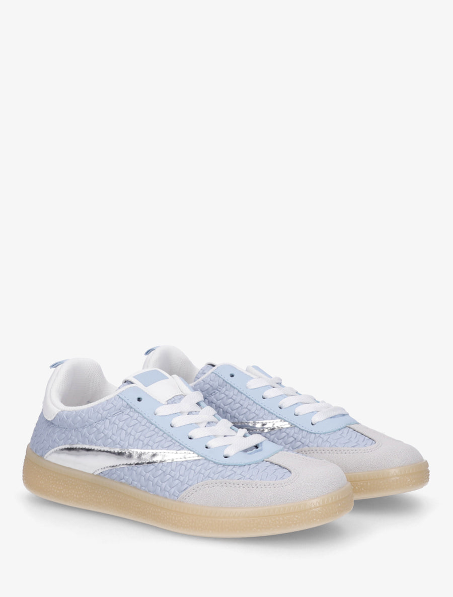 Baskets en simili effet tressé - Bleu ciel - 4
