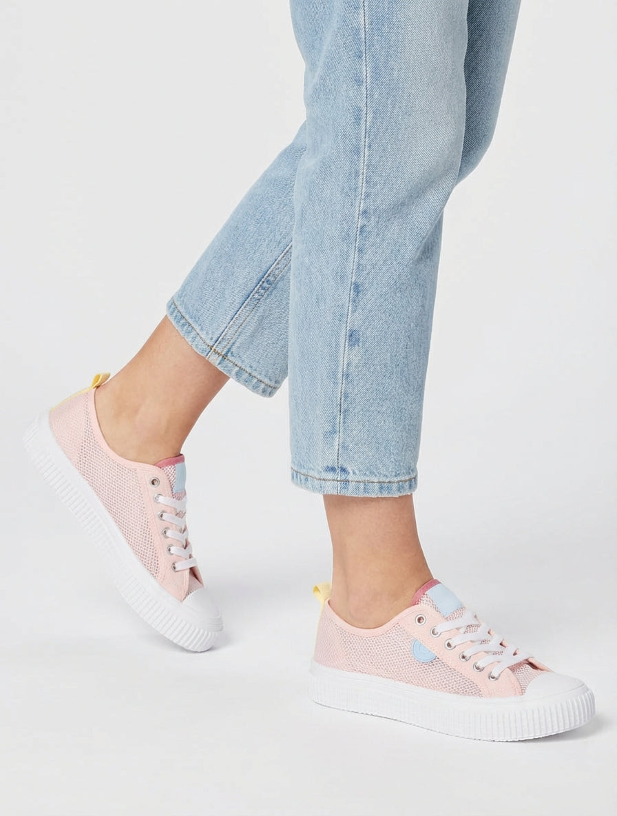Basis-Tennisschuh aus durchbrochenem Stoff - Rose