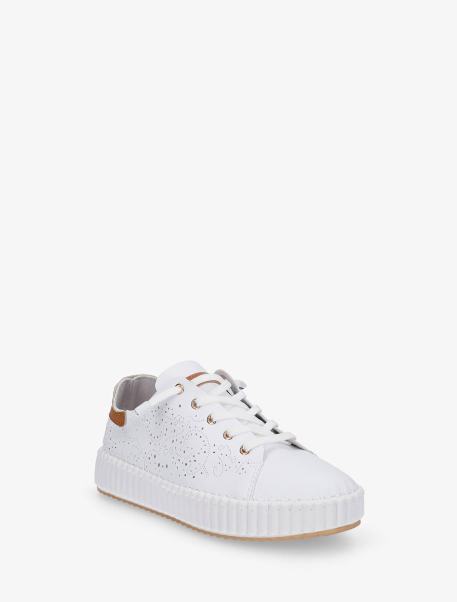 Sneakers souples à motifs ajourés - Blanc - 2