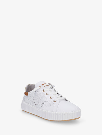 Sneakers souples à motifs ajourés - Blanc - 2