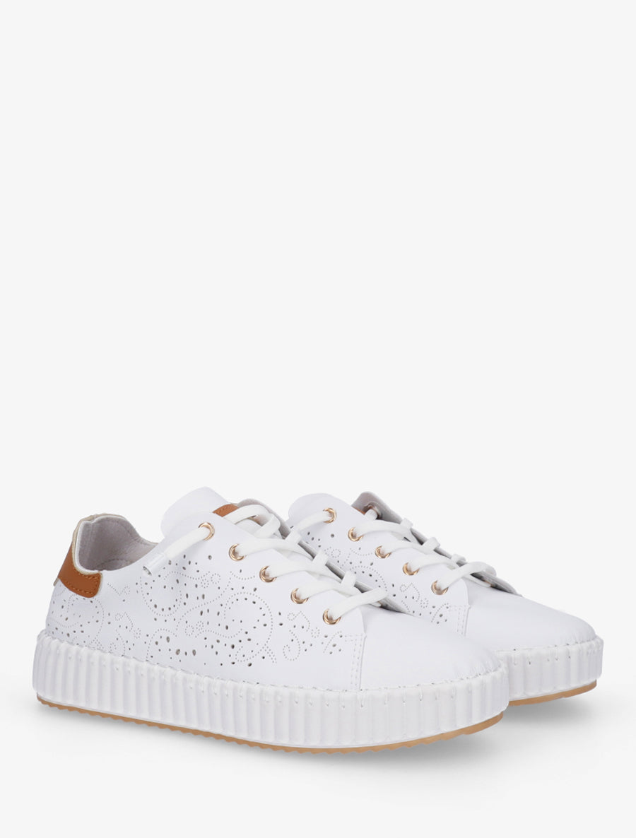 Sneakers souples à motifs ajourés - Blanc - 4