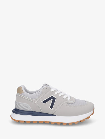 Baskets en suédine et tissu - Gris clair - 1