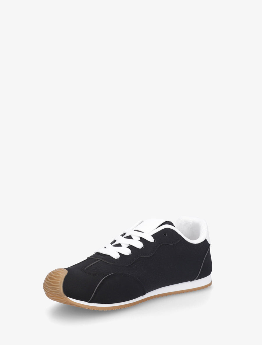 Sneakers texturés effet nubuck - Noir - 3