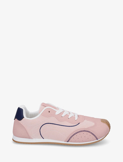 Sneakers texturés effet nubuck - Rose - 1