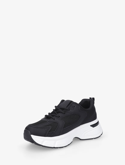 Baskets style running en toile - Noir - 3
