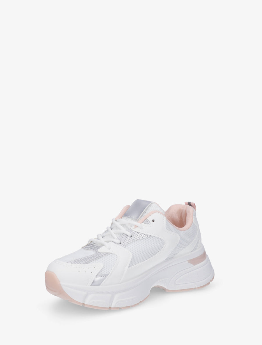 Baskets style running en toile - Blanc - 3