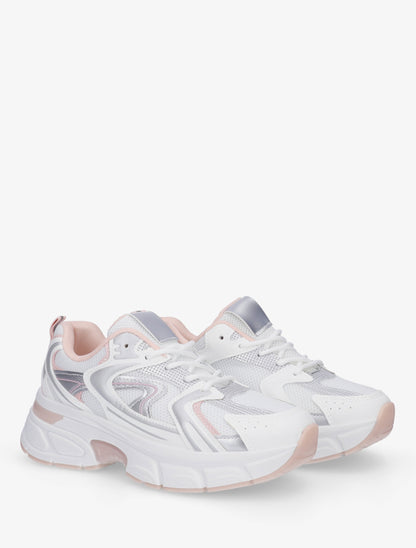 Baskets style running en toile - Blanc - 4