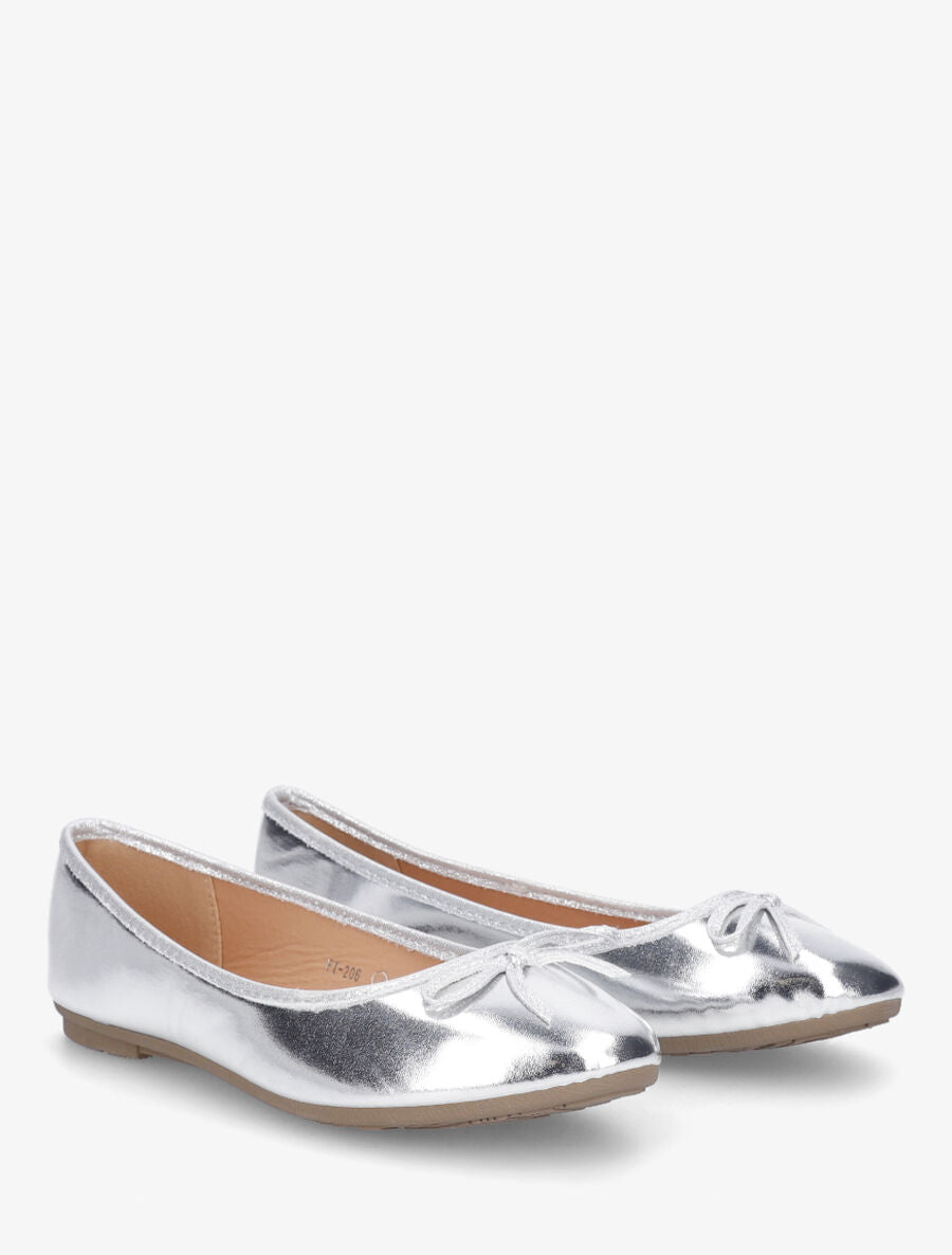 Ballerines en simili nacré noeud irisé - Argent - 4