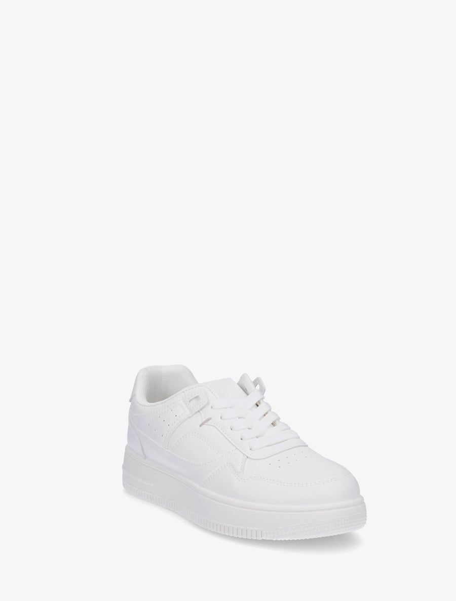 Baskets en simili à semelle épaisse - Blanc - 2