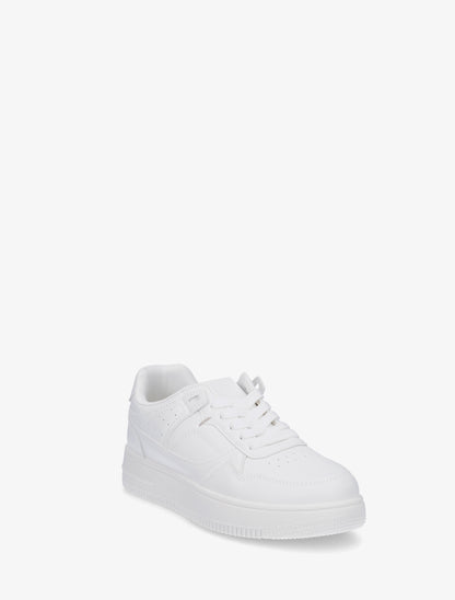 Baskets en simili à semelle épaisse - Blanc - 2