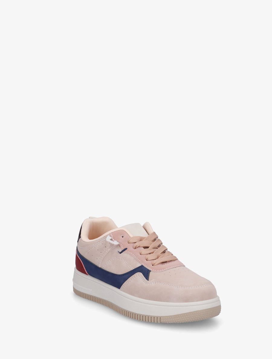 Baskets effet nubuck à semelle épaisse - Rose - 2