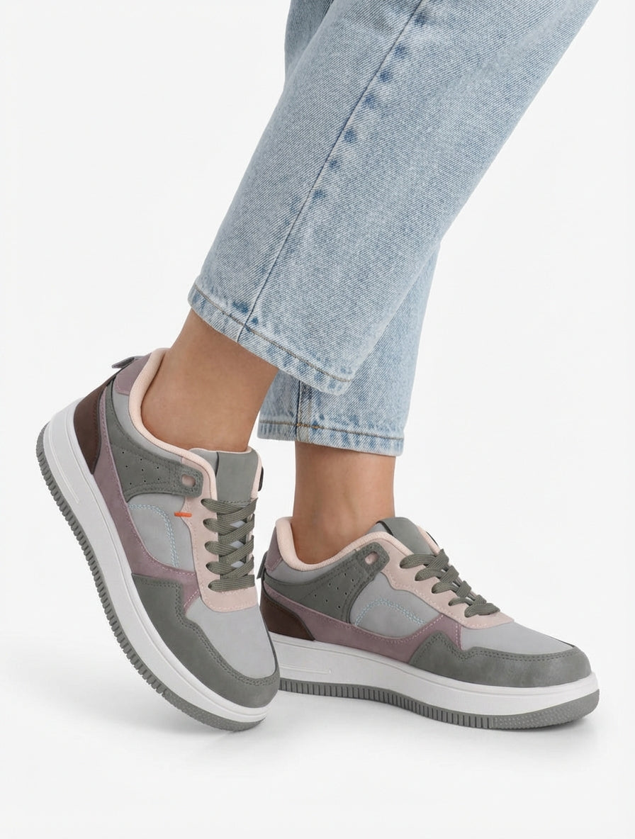 Sneaker in Nubuk-Optik mit dicker Sohle - Wassergrün
