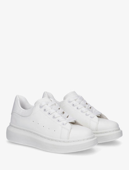 Baskets casual en simili - Blanc - 4