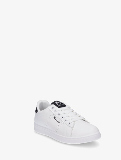 Baskets en simili à inscription brodée - Blanc/noir - 2