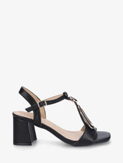 Sandales en simili à boucle fantaisie - Noir - 1