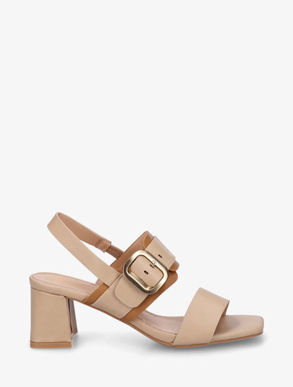 Sandales bicolore à talon - Beige - 1