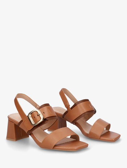 Sandales bicolore à talon - Camel - 4