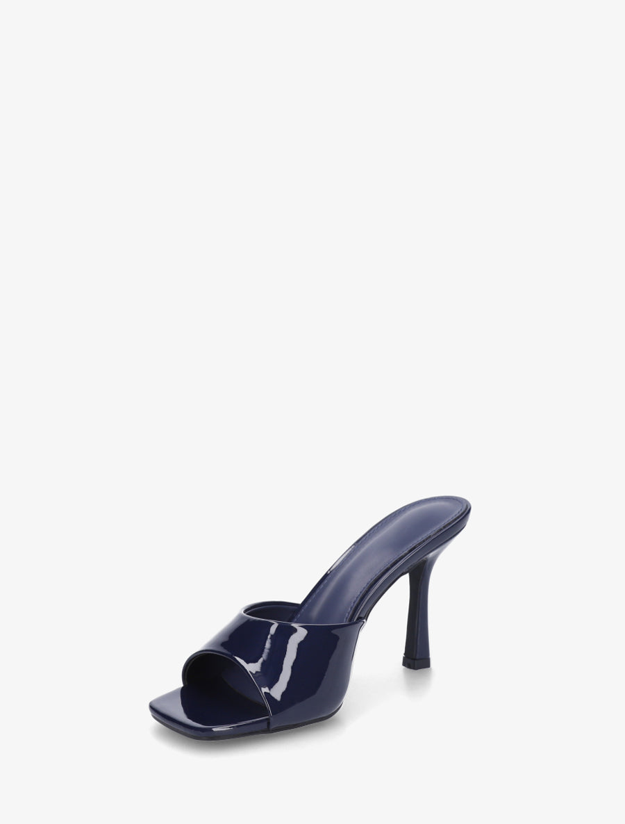 Mules vernies à talon aiguille - Marine - 3