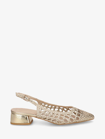 Ballerines tressées à talon bloc - Or - 1