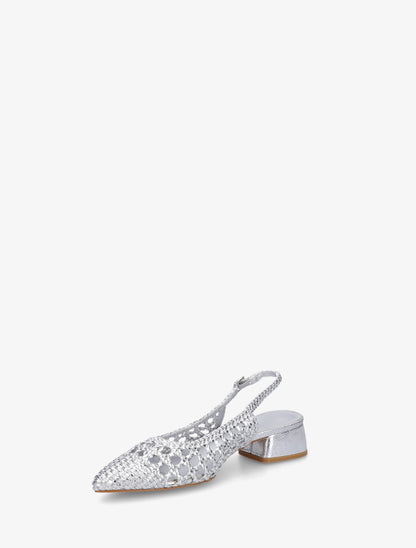 Ballerines tressées à talon bloc - Argent - 3