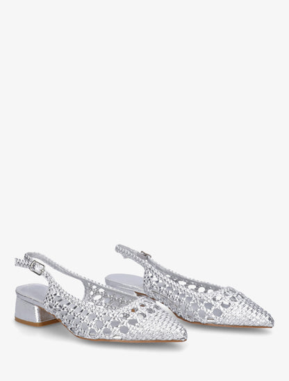 Ballerines tressées à talon bloc - Argent - 4