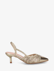 Sandales ajourées à tour de cheville tressé - Or - 1