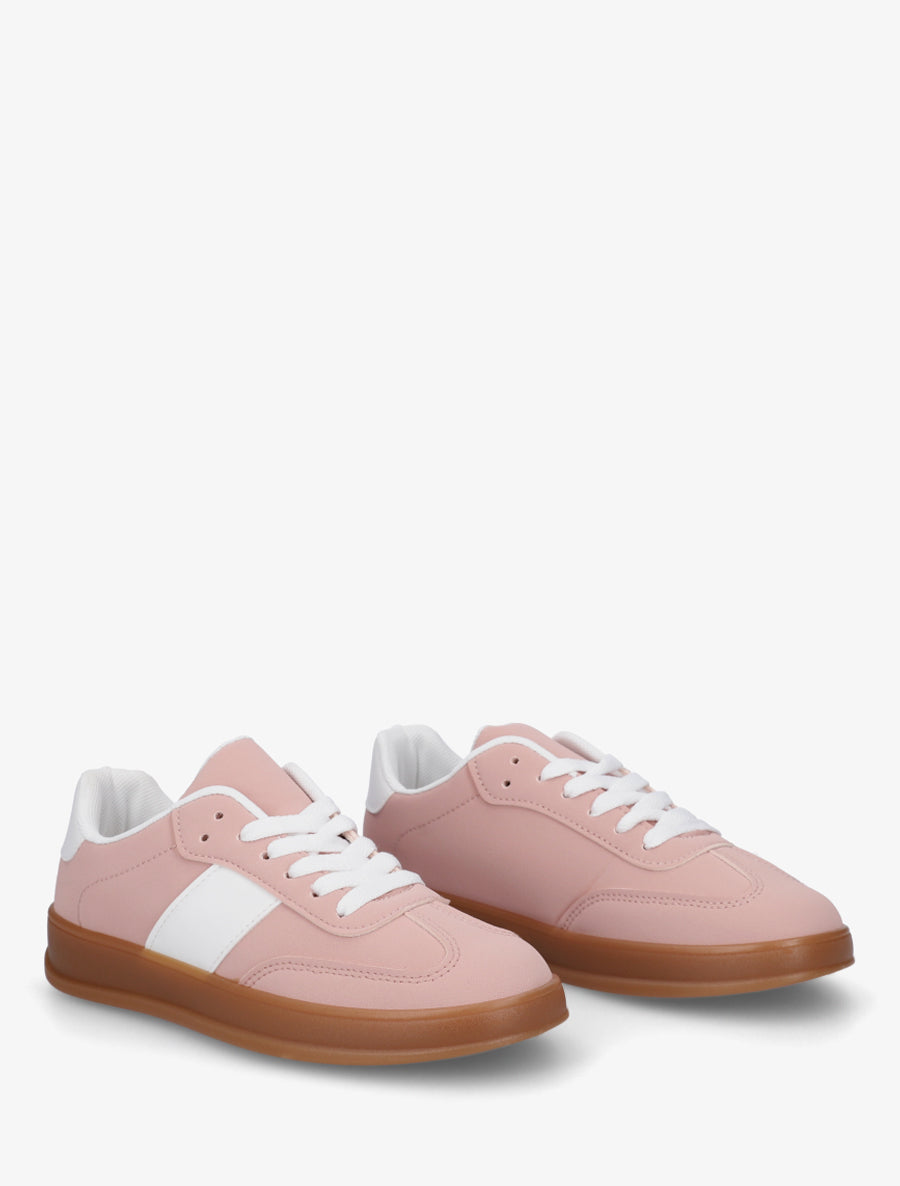 Sneakers unies à semelle caoutchouc - Rose - 4