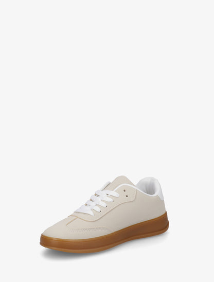 Sneakers unies à semelle caoutchouc - Beige - 3