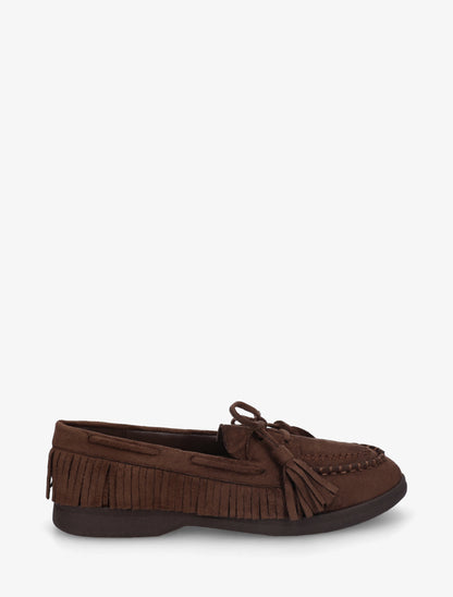 Mocassins en suédine à franges - Marron - 1
