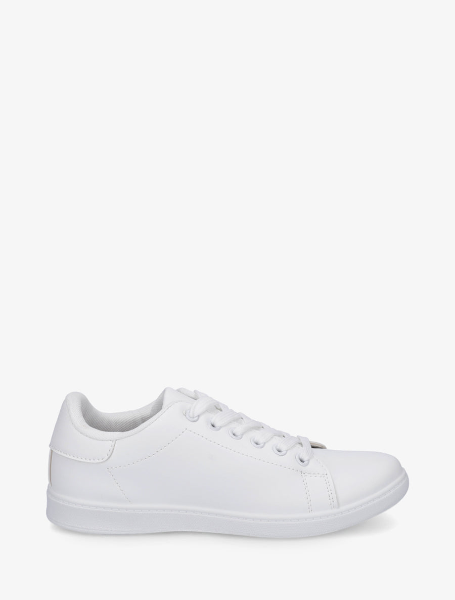 Sneakers basiques en simili - Blanc - 1