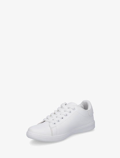 Sneakers basiques en simili - Blanc - 3