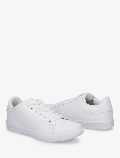 Sneakers basiques en simili - Blanc - 4