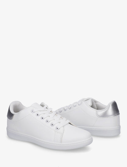 Sneakers basiques en simili - Argent - 4