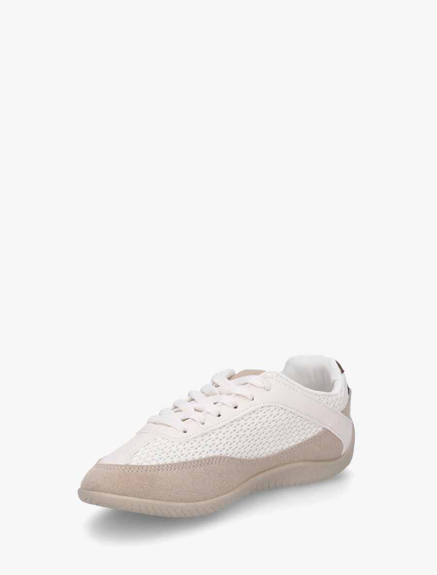 Sneakers en simili et toile - Marron - 3