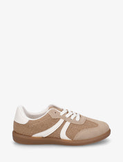 Sneakers bi-matière à semelle caoutchouc - Taupe - 1