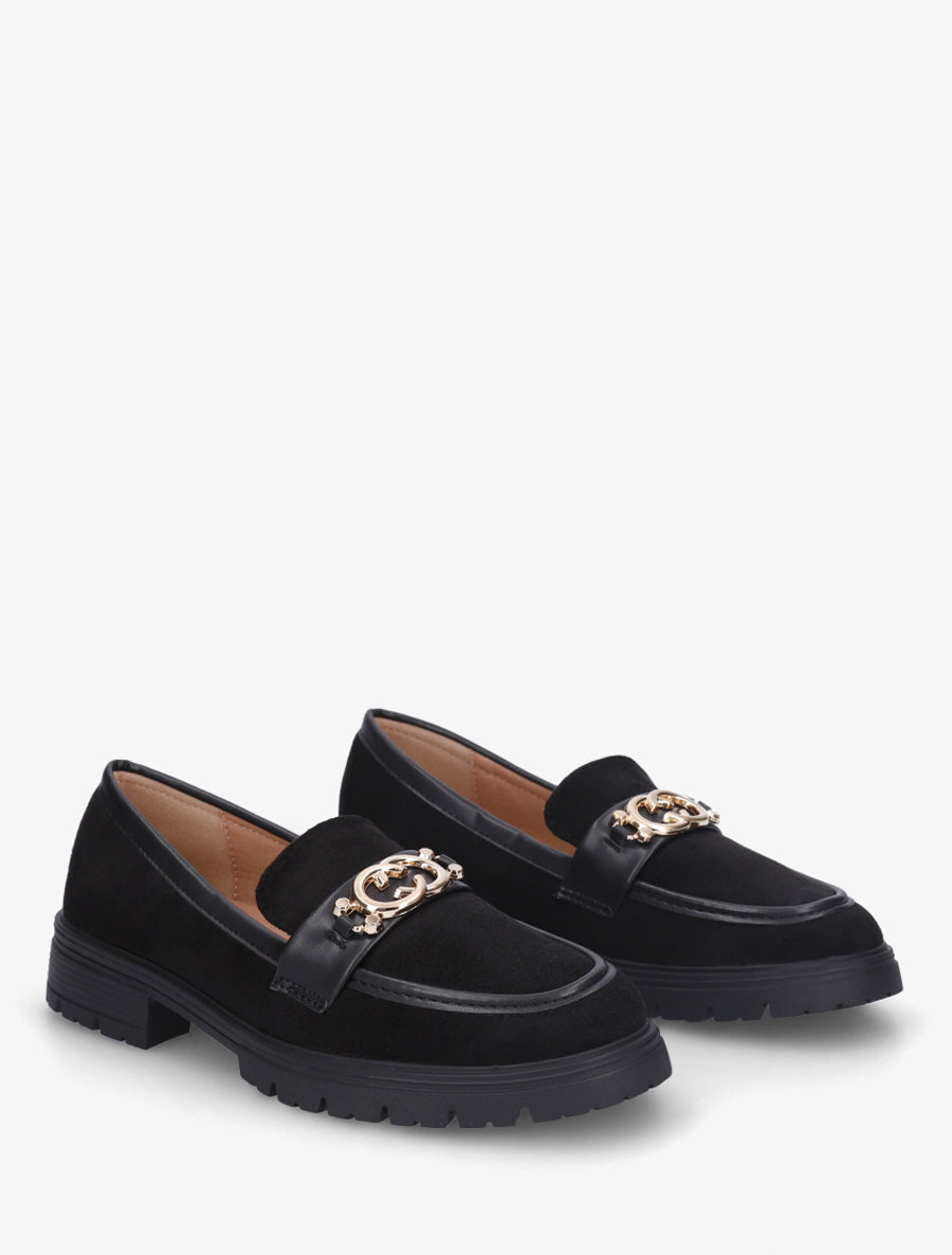 Mocassins en suédine à boucle métallique - Noir - 4