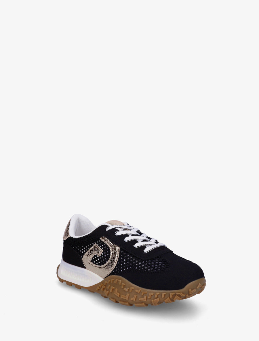 Baskets en suédine et maille ajourée - Noir - 2