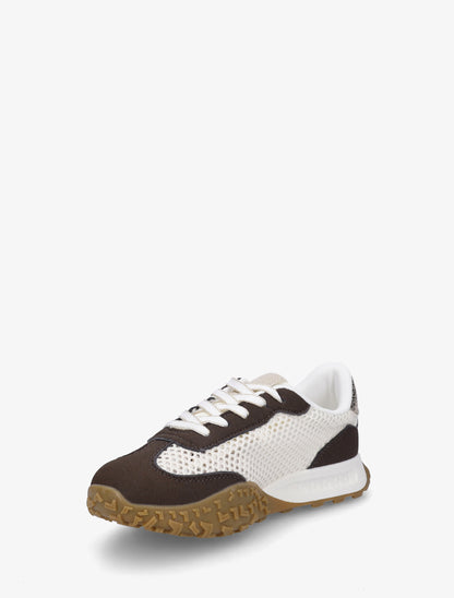 Baskets en suédine et maille ajourée - Marron - 3