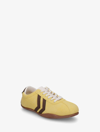 Baskets en suédine à bandes contrastantes - Jaune - 2