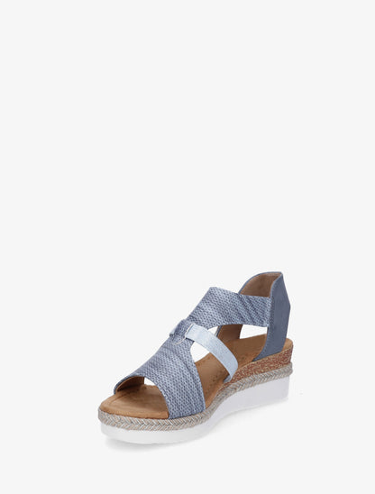 Sandales compensées à bride texturée - Bleu ciel - 3