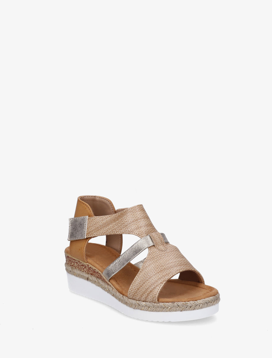 Sandales compensées à bride texturée - Taupe - 2