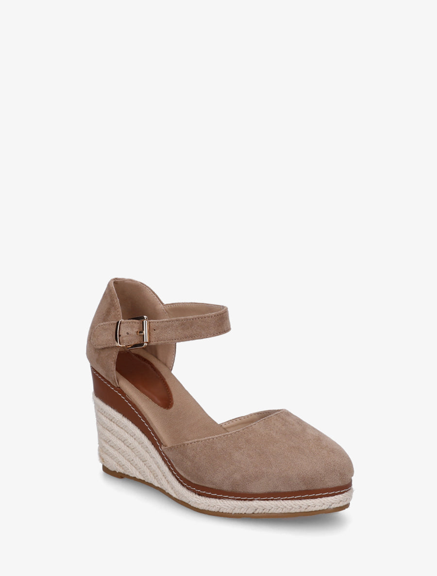 Espadrilles compensées en suédine - Taupe - 2