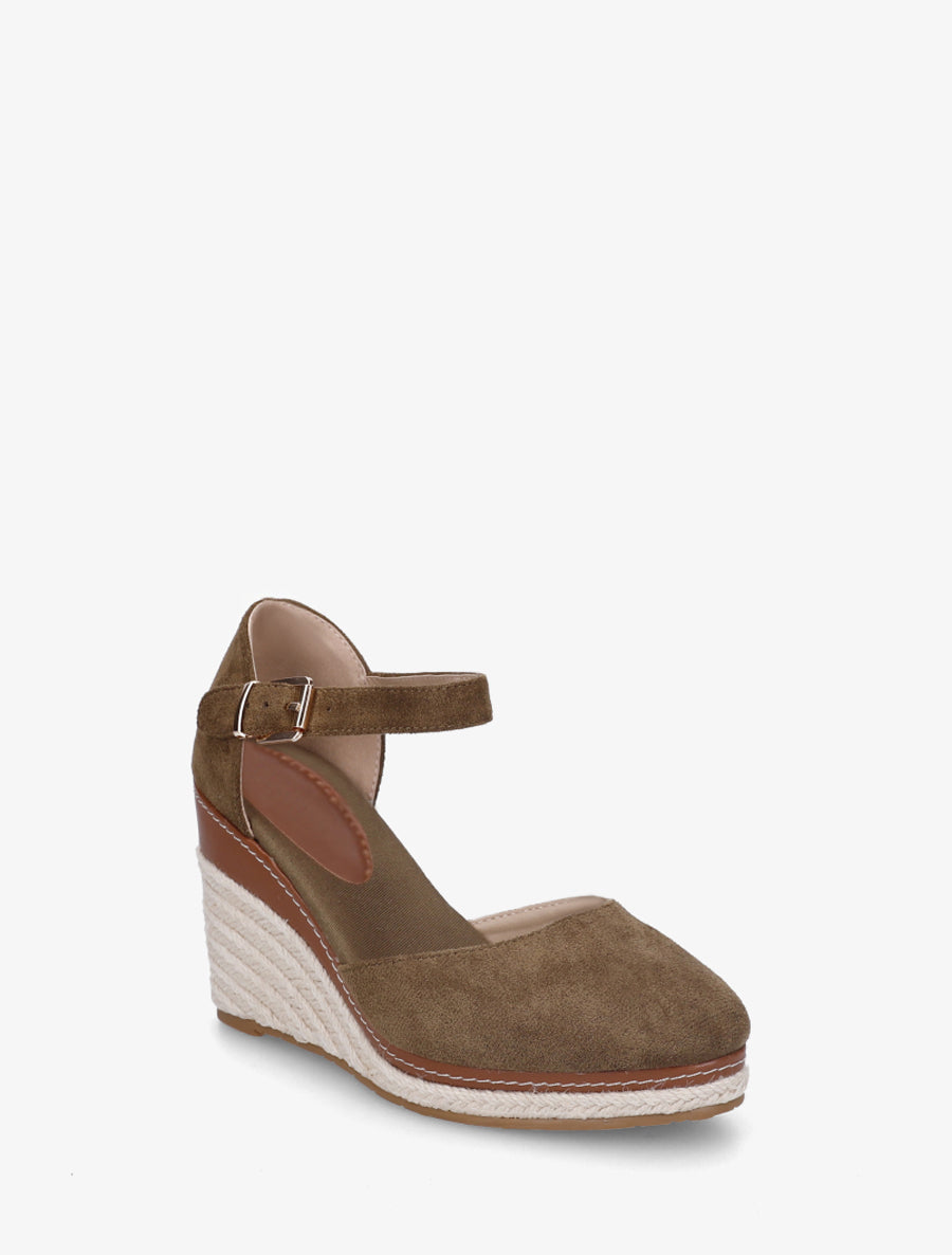 Espadrilles compensées en suédine - Kaki - 2