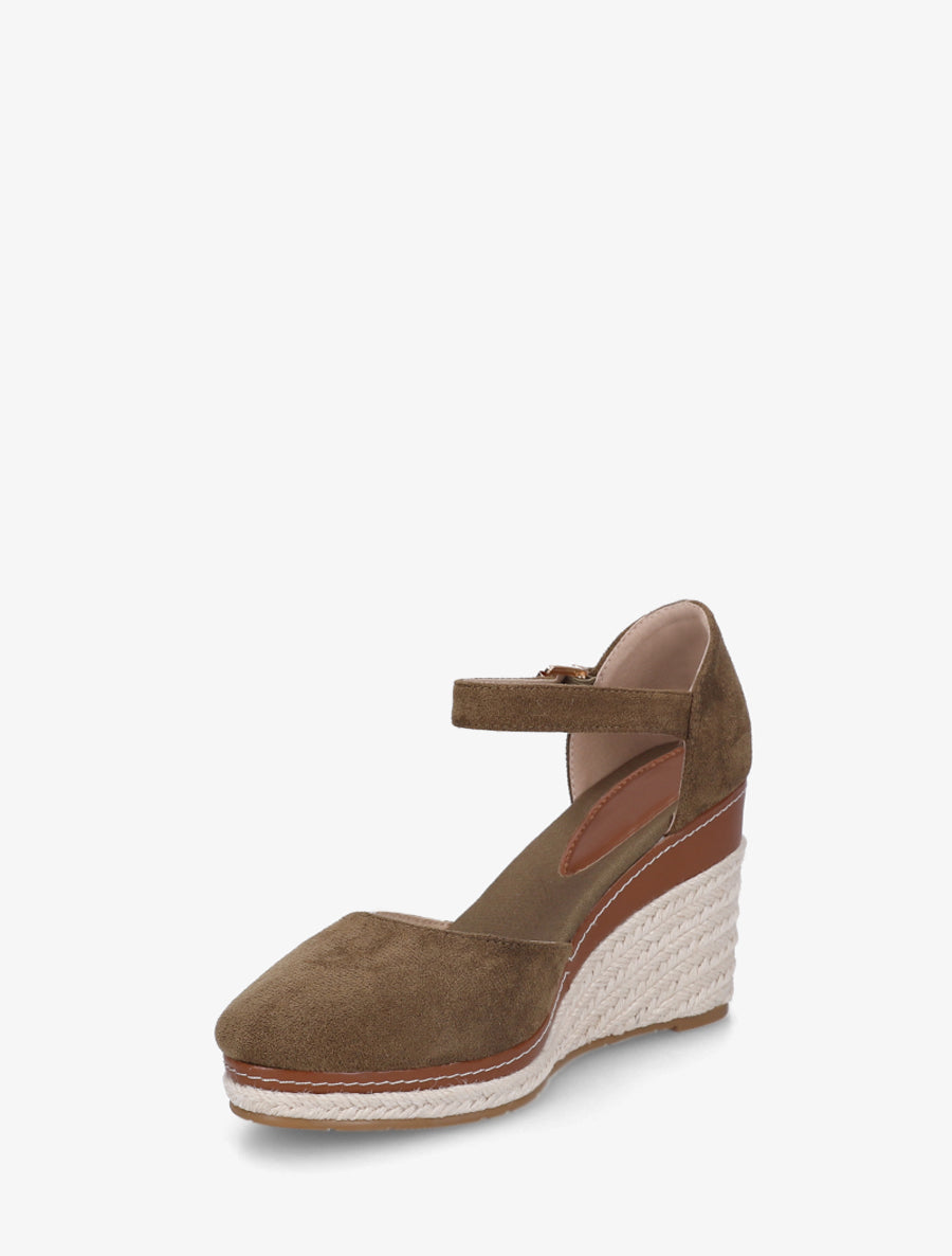 Espadrilles compensées en suédine - Kaki - 3