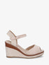 Sandales compensées à contrefort imprimé damier - Beige - 1