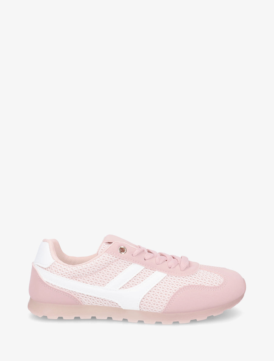 Baskets en maille à contrefort contrastant - Rose - 1